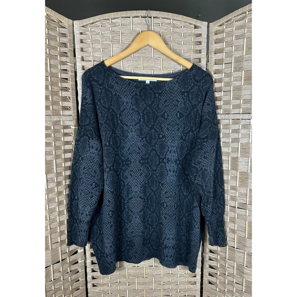 Sejour Plus Size Wool Cashmere Blend Snake Skin Print Sweater - Size 1X - Picture 1 of 7